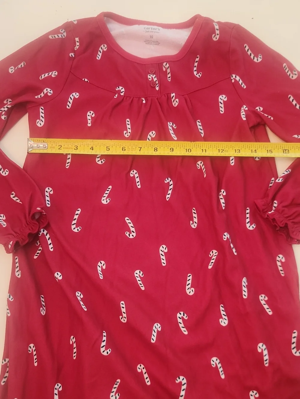 Carter's Just One You Christmas Candycane Flannel Nightgown Size 10